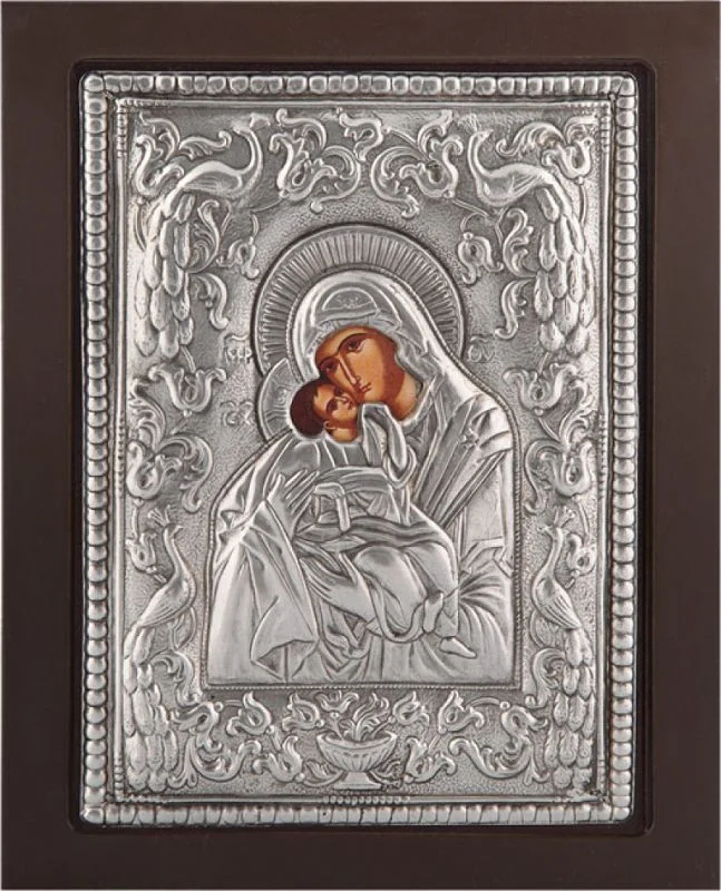ICOANĂ METAL - Maica Domnului Dulcea Sarutare - 19x24 cm