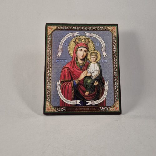 ICOANĂ LITOGRAFIATĂ PE MDF - DREAPTĂ - MAICA DOMUNULUI MÂNTUIREA PĂCĂTOȘILOR  - 15X18 CM