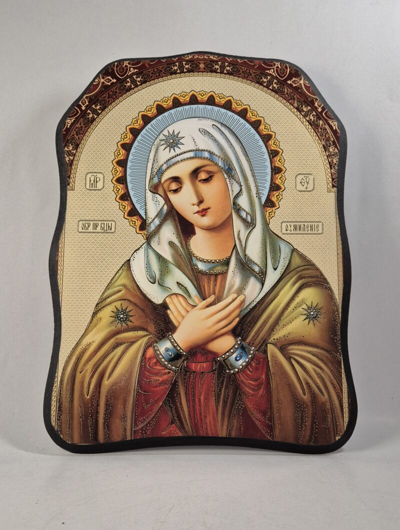 ICOANĂ LITOGRAFIATĂ PE MDF - DECUPATĂ - MAICA DOMNULUI UMILENIE - 28X38 CM