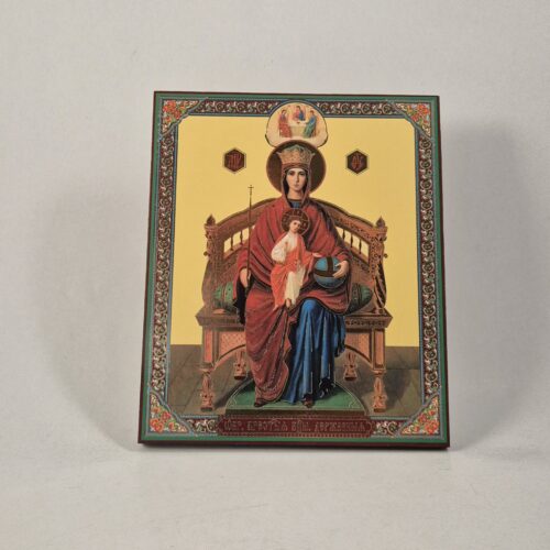 ICOANĂ LITOGRAFIATĂ PE MDF - DREAPTĂ - MAICA DOMUNULUI DERJAVNAYA - 15X18 CM