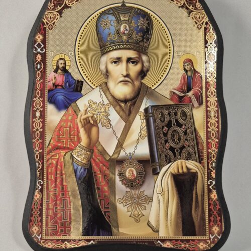 ICOANĂ LITOGRAFIATĂ PE MDF - DECUPATĂ - SFÂNTUL IERARH NICOLAE - 28X38 CM