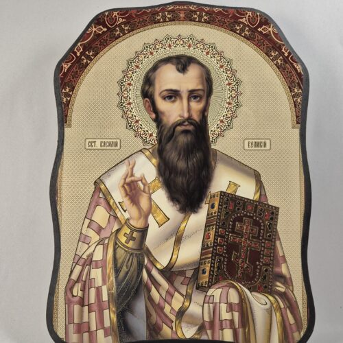 ICOANĂ LITOGRAFIATĂ PE MDF - DECUPATĂ - SFÂNTUL IERARH VASILE CEL MARE - 28X38 CM