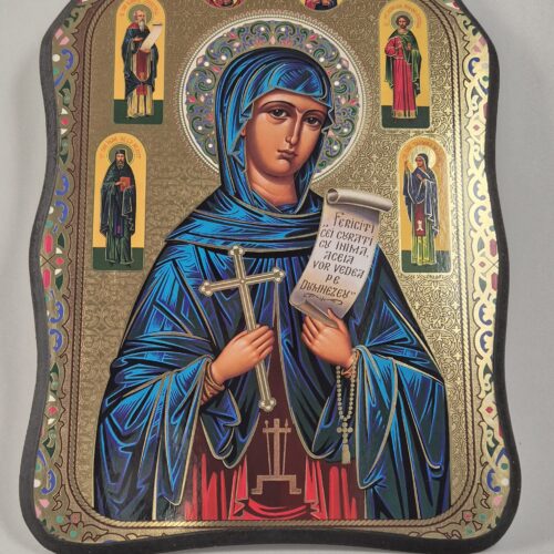 ICOANĂ LITOGRAFIATĂ PE MDF - DECUPATĂ - SFÂNTA CUVIOASĂ PARASCHEVA DE LA IAȘI  - 28X38 CM