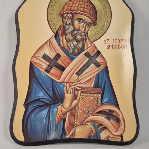 ICOANĂ LITOGRAFIATĂ PE MDF - DECUPATĂ - SFÂNTUL IERARH SPIRIDON - 28X38 CM