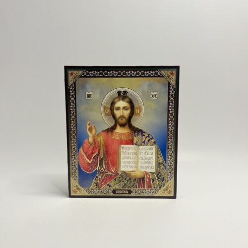 ICOANĂ LITOGRAFIATĂ PE MDF - DREAPTA - MANTUITORUL PANTOCRATOR - 15X18 CM
