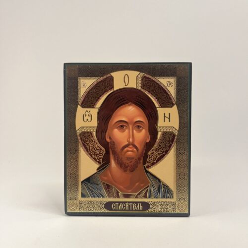 ICOANĂ LITOGRAFIATĂ PE MDF - DREAPTA - MANTUITORUL IISUS HRISTOS - 15X18 CM
