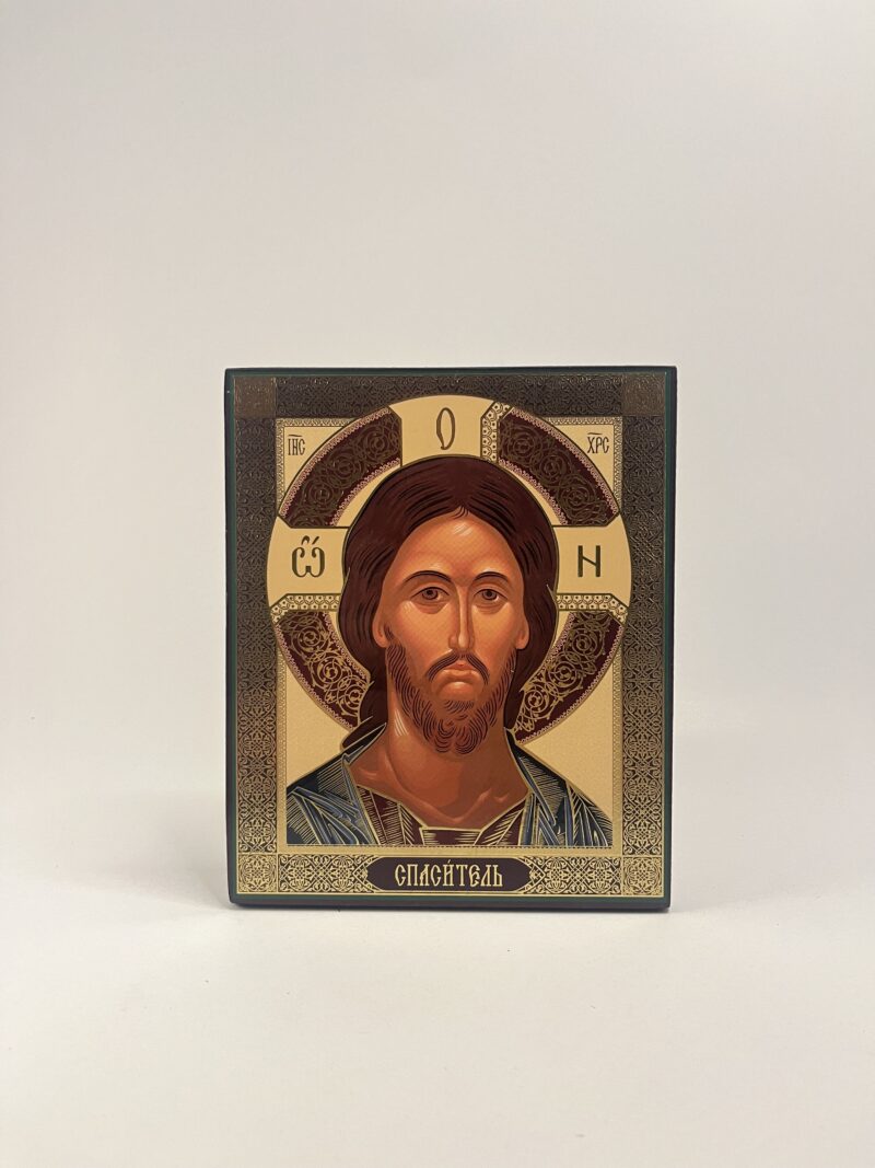 ICOANĂ LITOGRAFIATĂ PE MDF - DREAPTA - MANTUITORUL IISUS HRISTOS - 15X18 CM