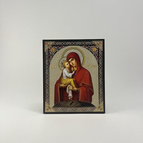 ICOANĂ LITOGRAFIATĂ PE MDF - DREAPTA - MAICA DOMNULUI POCEAEV - 15X18 CM