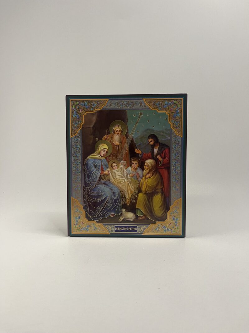ICOANĂ LITOGRAFIATĂ PE MDF - DREAPTA - NASTEREA DOMNULUI - 15X18 CM