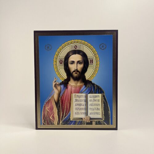 ICOANĂ LITOGRAFIATĂ PE MDF - DREAPTA - MANTUITORUL PANTOCRATOR - 20X24 CM