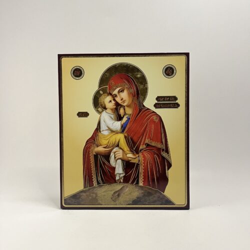 ICOANĂ LITOGRAFIATĂ PE MDF - DREAPTA - MAICA DOMNULUI POCEAEV - 20X24 CM