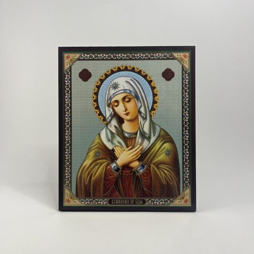 ICOANĂ LITOGRAFIATĂ PE MDF - DREAPTA - MAICA DOMNULUI UMILENIE - 20X24 CM