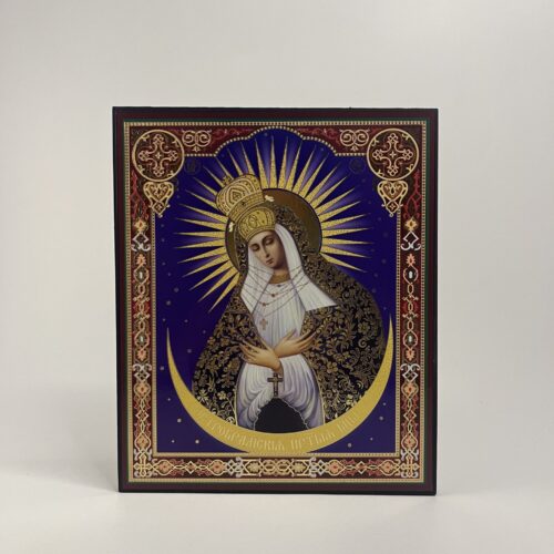 ICOANĂ LITOGRAFIATĂ PE MDF - DREAPTA - MAICA DOMNULUI OCROTITOAREA NOPTII - 20X24 CM