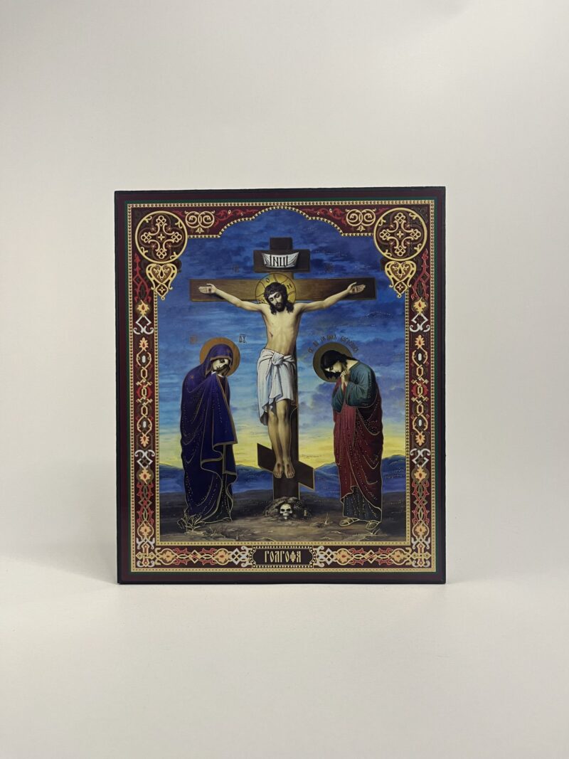 ICOANĂ LITOGRAFIATĂ PE MDF - DREAPTA - RASTIGNIREA MANTUITORULUI IISUS HRISTOS - 20X24 CM