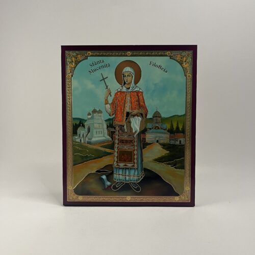 ICOANĂ LITOGRAFIATĂ PE MDF - DREAPTA - SFANTA MUCENITA FILOFTEIA - 20X24 CM