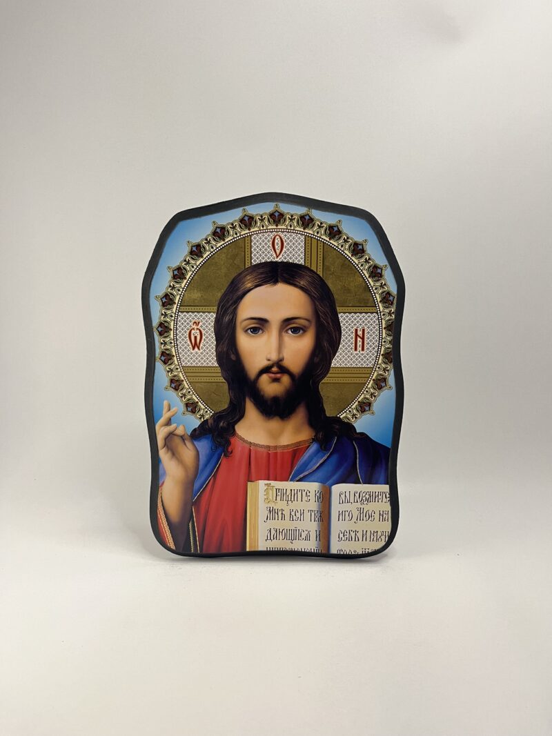 ICOANĂ LITOGRAFIATĂ PE MDF - DECUPATA - MANTUITORUL PANTOCRATOR - 21X30 CM