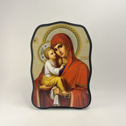 ICOANĂ LITOGRAFIATĂ PE MDF - DECUPATA - MAICA DOMNULUI POCEAEV - 21X30 CM