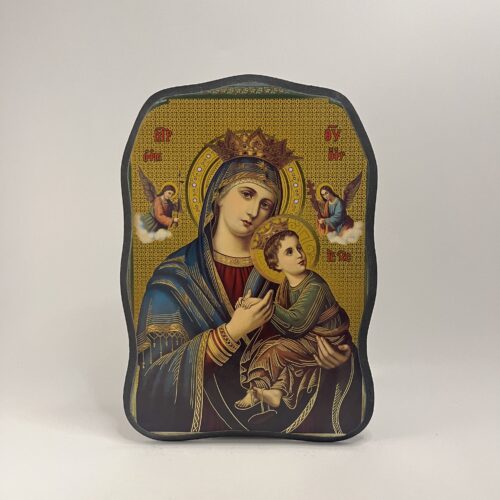 ICOANĂ LITOGRAFIATĂ PE MDF - DECUPATA - MAICA DOMNULUI PATIMITOAREA - 21X30 CM