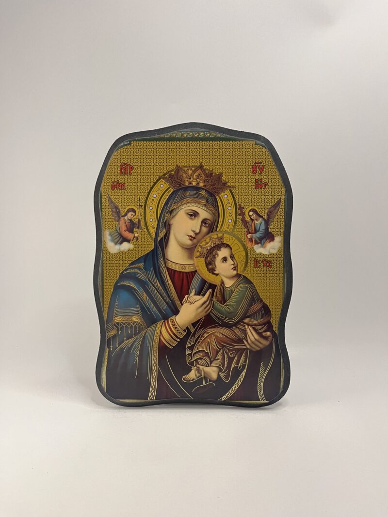 ICOANĂ LITOGRAFIATĂ PE MDF - DECUPATA - MAICA DOMNULUI PATIMITOAREA - 21X30 CM