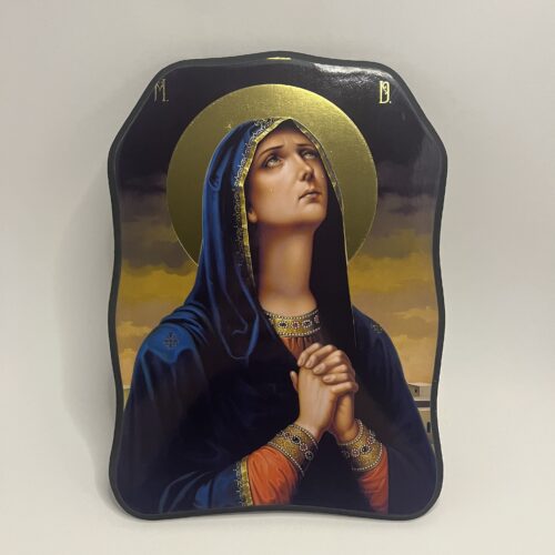 ICOANĂ LITOGRAFIATĂ PE MDF - DECUPATA - MAICA DOMNULUI CU LACRIMI - 28X38 CM