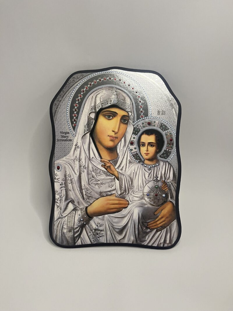 ICOANĂ LITOGRAFIATĂ PE MDF - DECUPATA - MAICA DOMNULUI DIN IERUSALIM - 28X38 CM