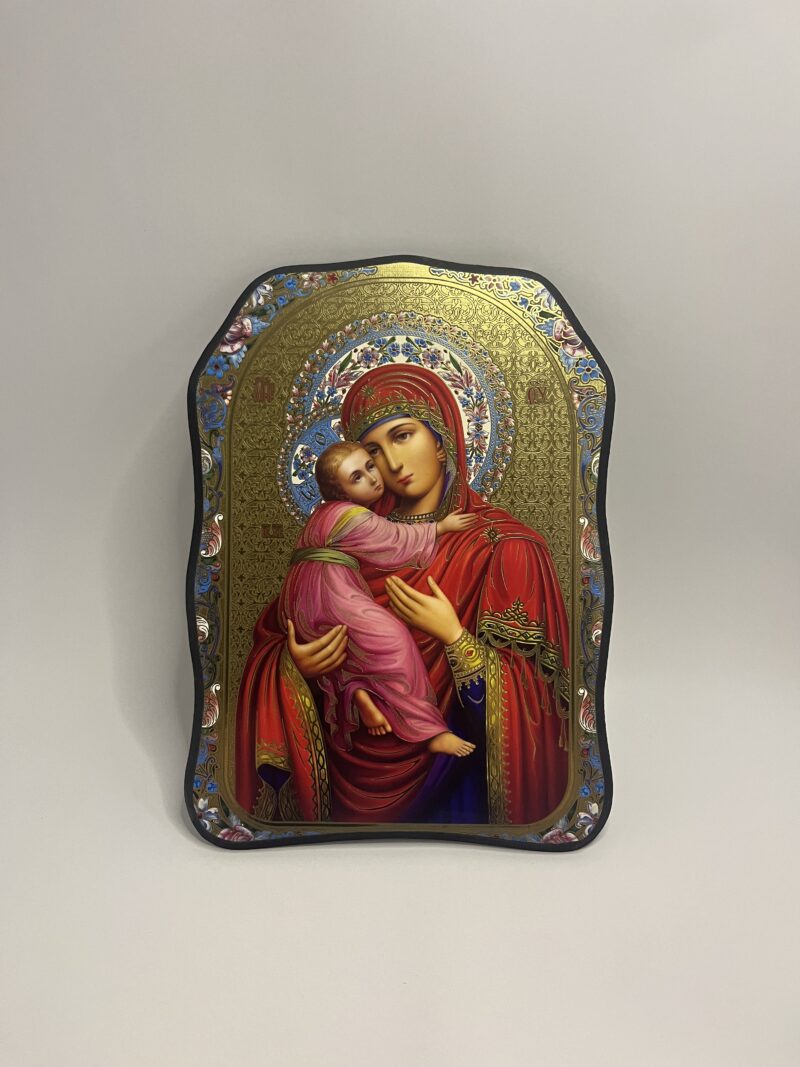 ICOANĂ LITOGRAFIATĂ PE MDF - DECUPATA - MAICA DOMNULUI DIN VLADIMIR - 28X38 CM