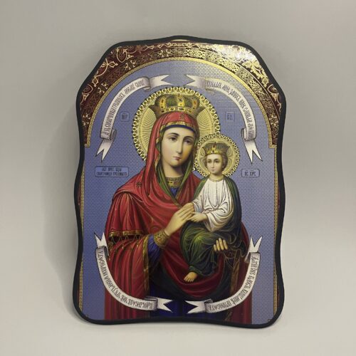 ICOANĂ LITOGRAFIATĂ PE MDF - DECUPATA - MAICA DOMNULUI MANTUIREA PACATOSILOR - 28X38 CM