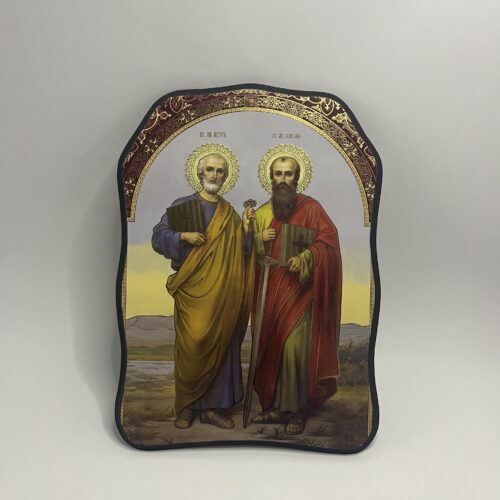 ICOANĂ LITOGRAFIATĂ PE MDF - DECUPATA - SFINTII APOSTOLI PETRU SI PAVEL - 28X38 CM