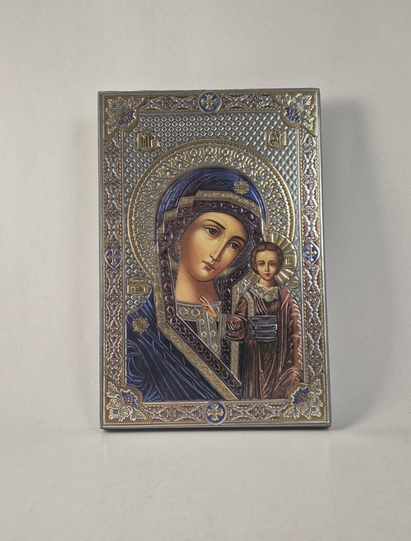 ICOANĂ LITOGRAFIATĂ PE MDF - DREAPTA - MAICA DOMNULUI DIN KAZAN - 20X30 CM