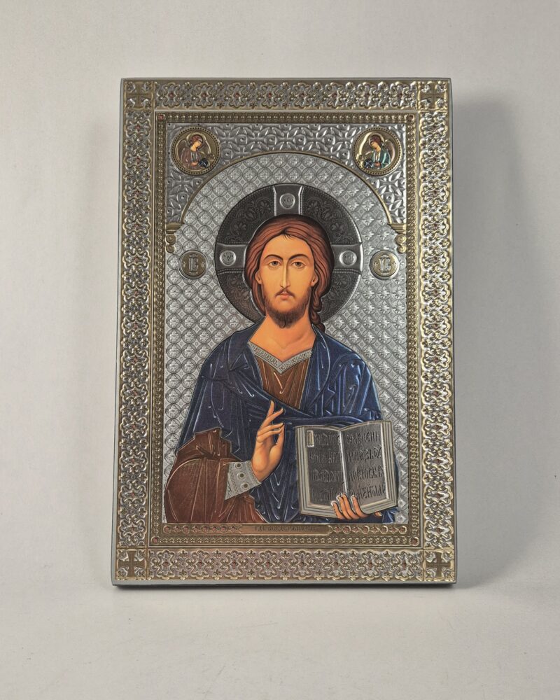 ICOANĂ LITOGRAFIATĂ PE MDF - DREAPTA - MANTUITORUL PANTOCRATOR - 20X30 CM